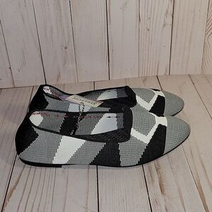 SKECHERS CLEO-SHERLOCK Women’s Slip On WIDE FIT Ballet Flats Black White Sz 7.5